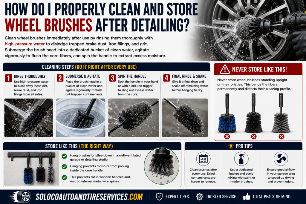 How Do I Properly Clean and Store Wheel Brushes After Detailing