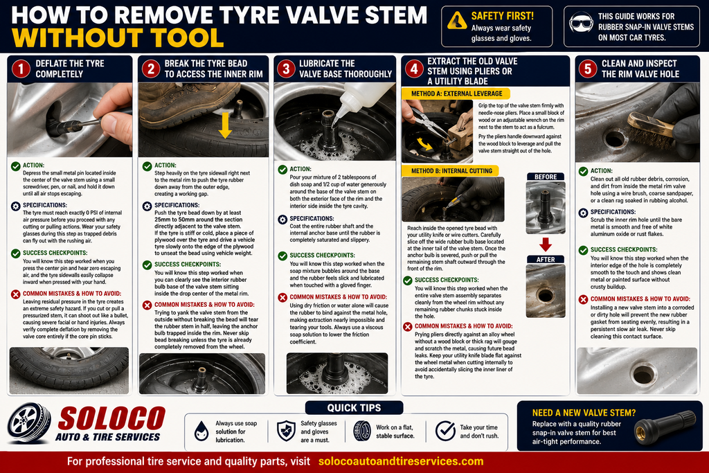How to Remove Tyre Valve Stem Without Tool