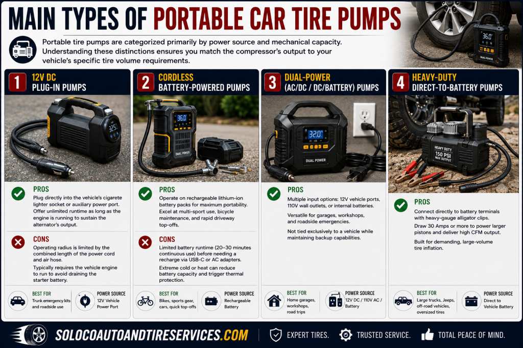 Main Types of Portable Car Tire Pumps
