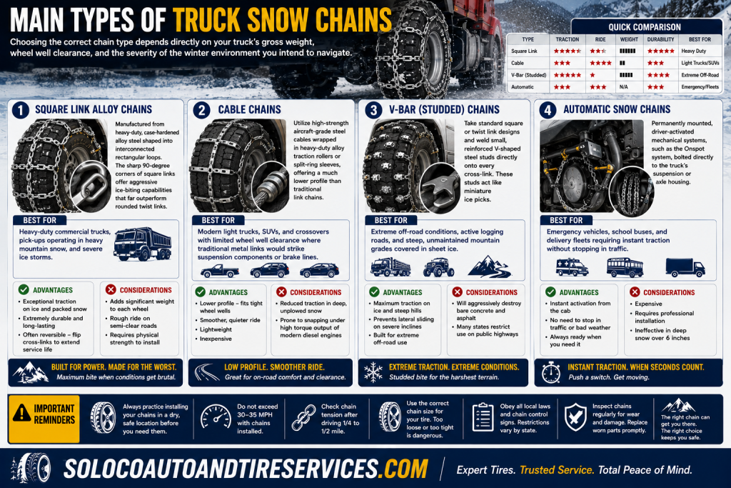 Main Types of Truck Snow Chains
