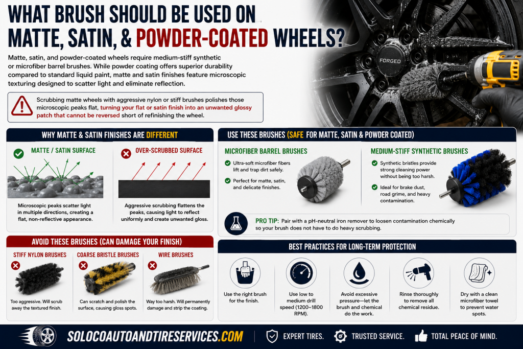 What Brush Should Be Used on Matte, Satin, and Powder-Coated Wheels