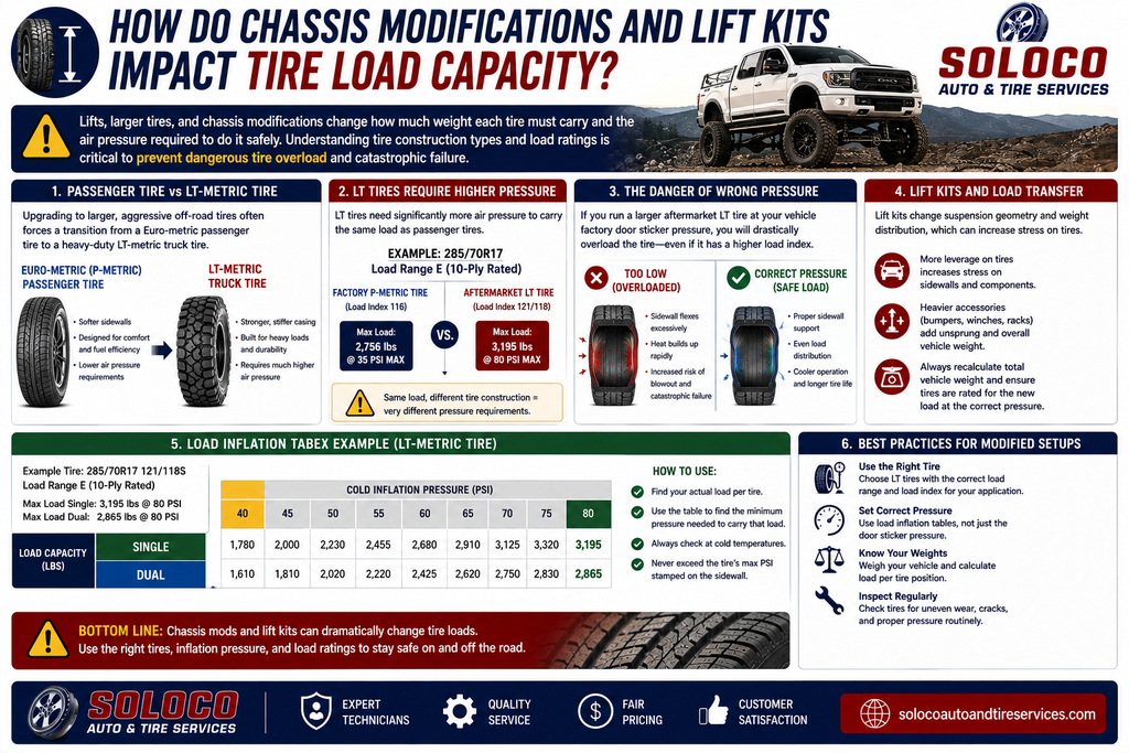 How Do Chassis Modifications and Lift Kits Impact Tire Load Capacity