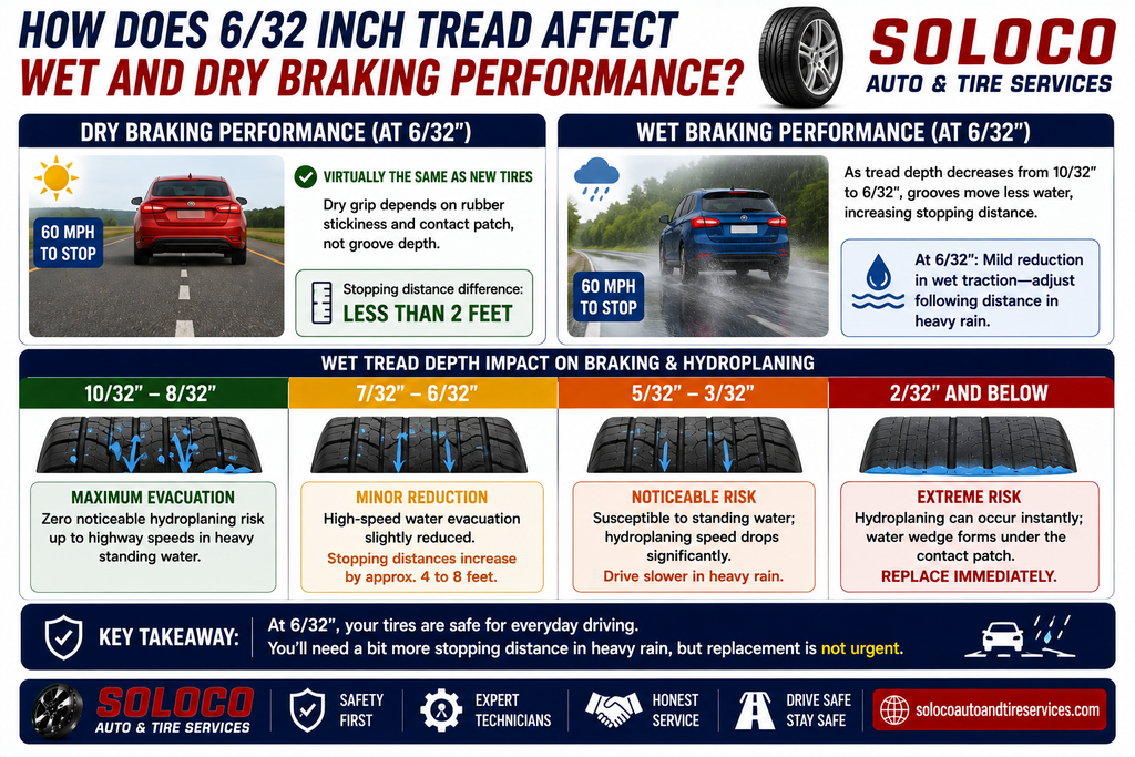 How Does 6 32 Inch Tread Affect Wet and Dry Braking Performance