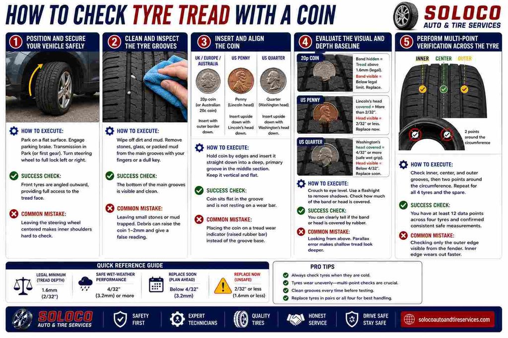 How to Check Tyre Tread With a Coin
