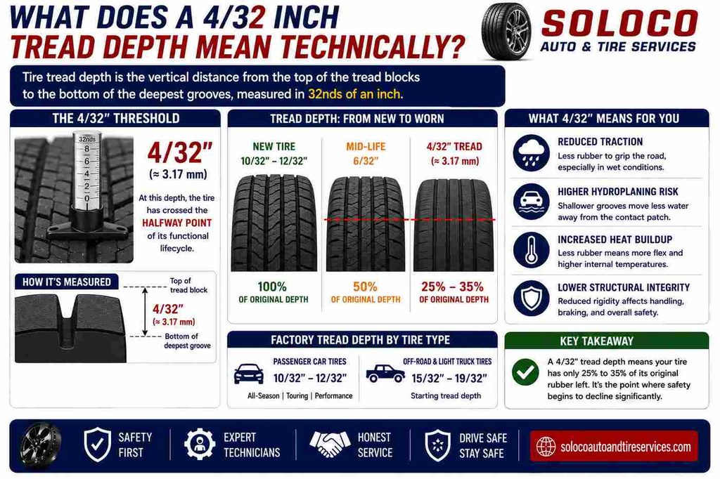 What Does a 4 32 Inch Tread Depth Mean Technically