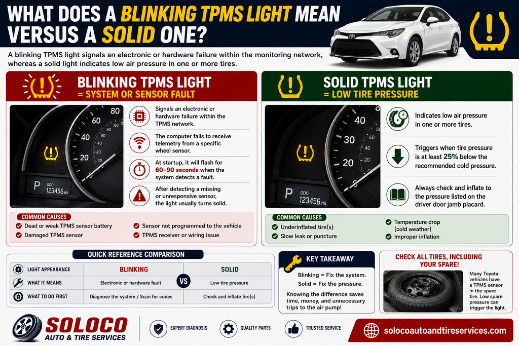 What Does a Blinking TPMS Light Mean Versus a Solid One