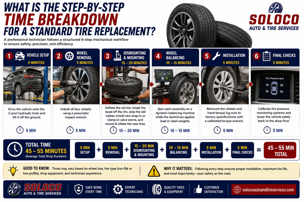 What Is the Step-by-Step Time Breakdown for a Standard Tire Replacement