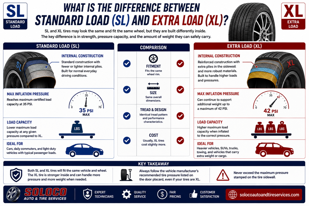 What is the difference between Standard Load (SL) and Extra Load (XL)