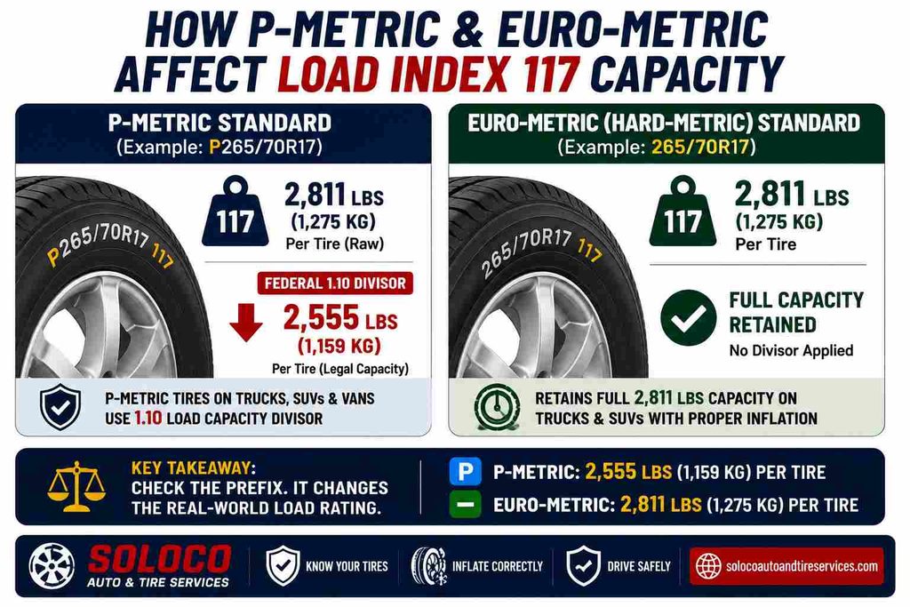 How Do P-Metric and Euro-Metric Standards Alter 117 Tire Capacity