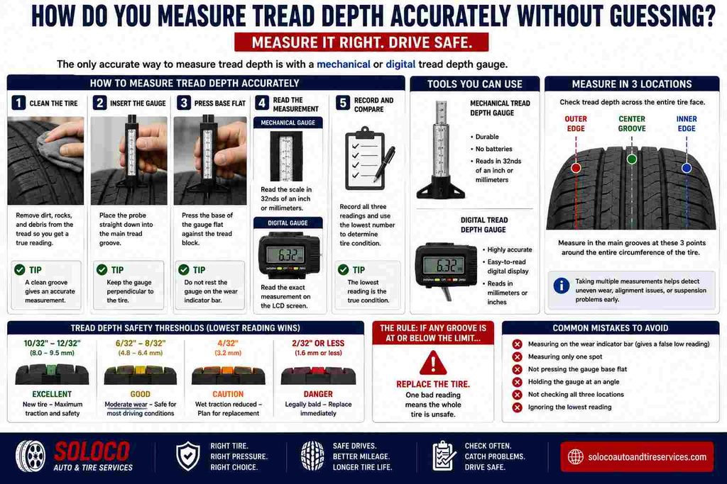 How do you measure tread depth accurately without guessing