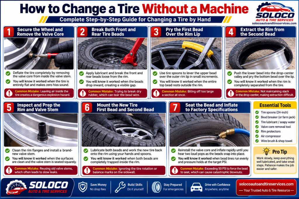 How to Change a Tire Without a Machine