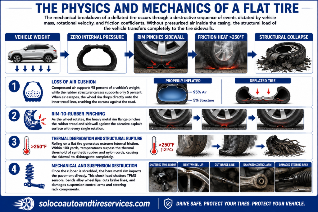 The Physics and Mechanics of a Flat Tire