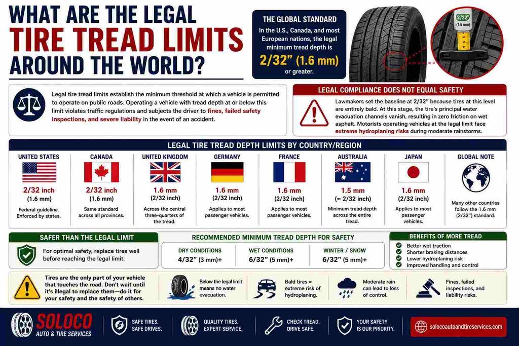 What Are the Legal Tire Tread Limits Around the World
