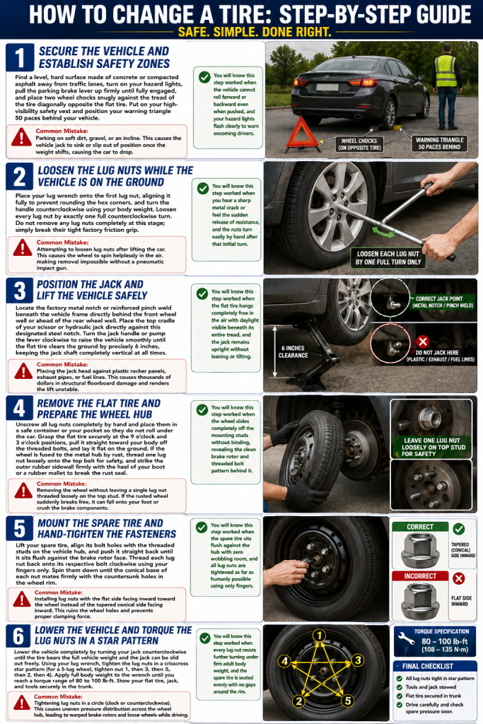 six-step process to change your tire