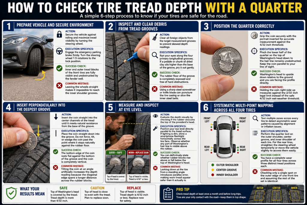 Check Tire Tread with a Quarter