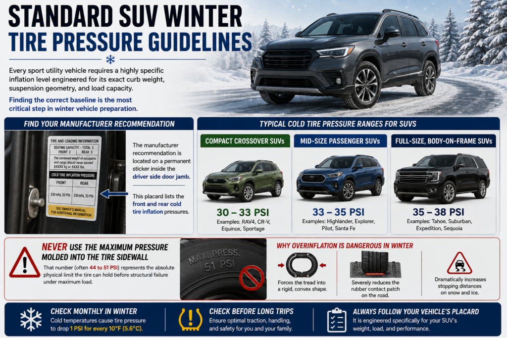 Standard SUV Winter Tire Pressure Guidelines