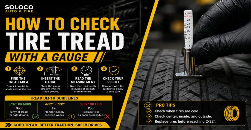 how to check tire tread with a gauge
