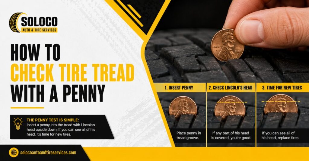 how to check tire tread with a penny