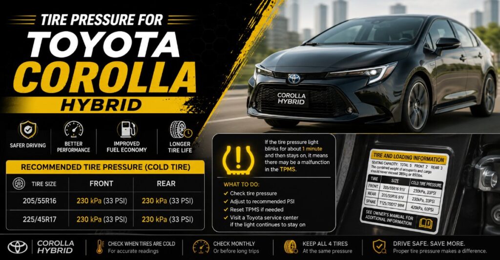 tyre pressure for toyota corolla hybrid