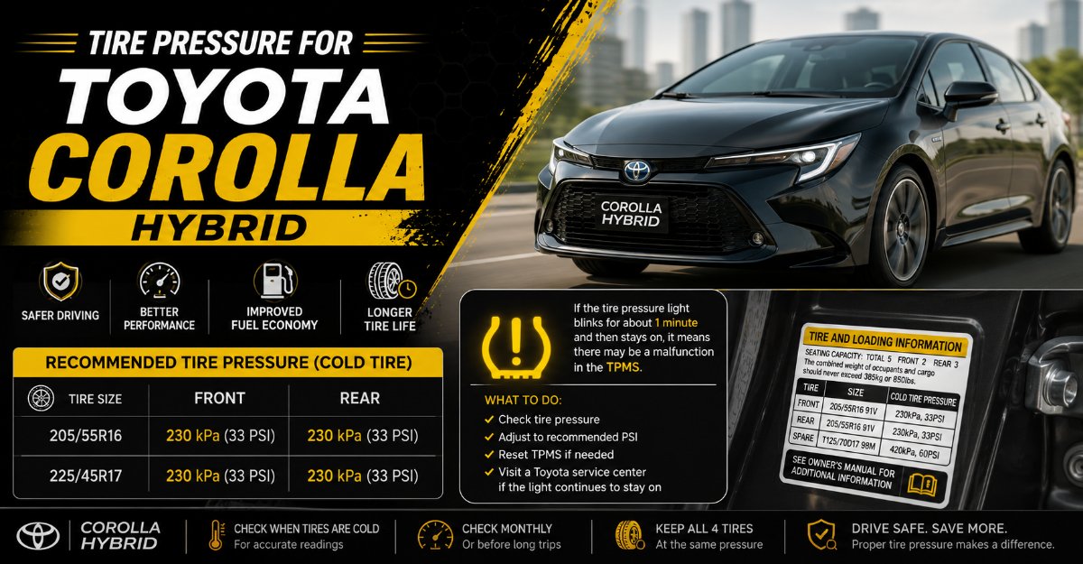 tyre pressure for toyota corolla hybrid