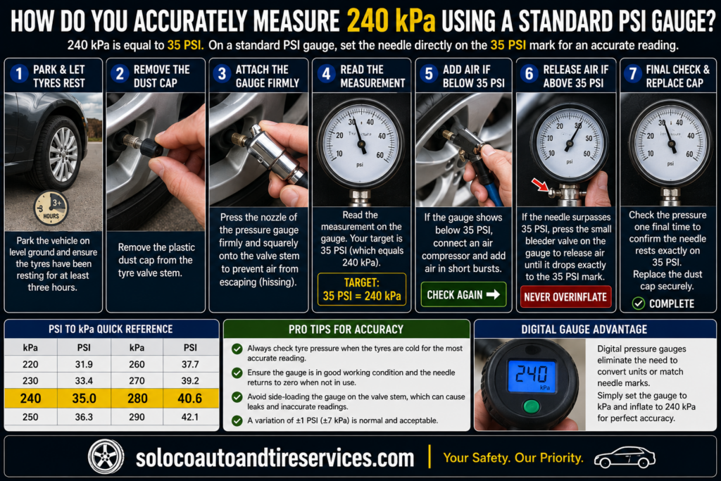 How Do You Accurately Measure 240 kPa Using A Standard PSI Gauge