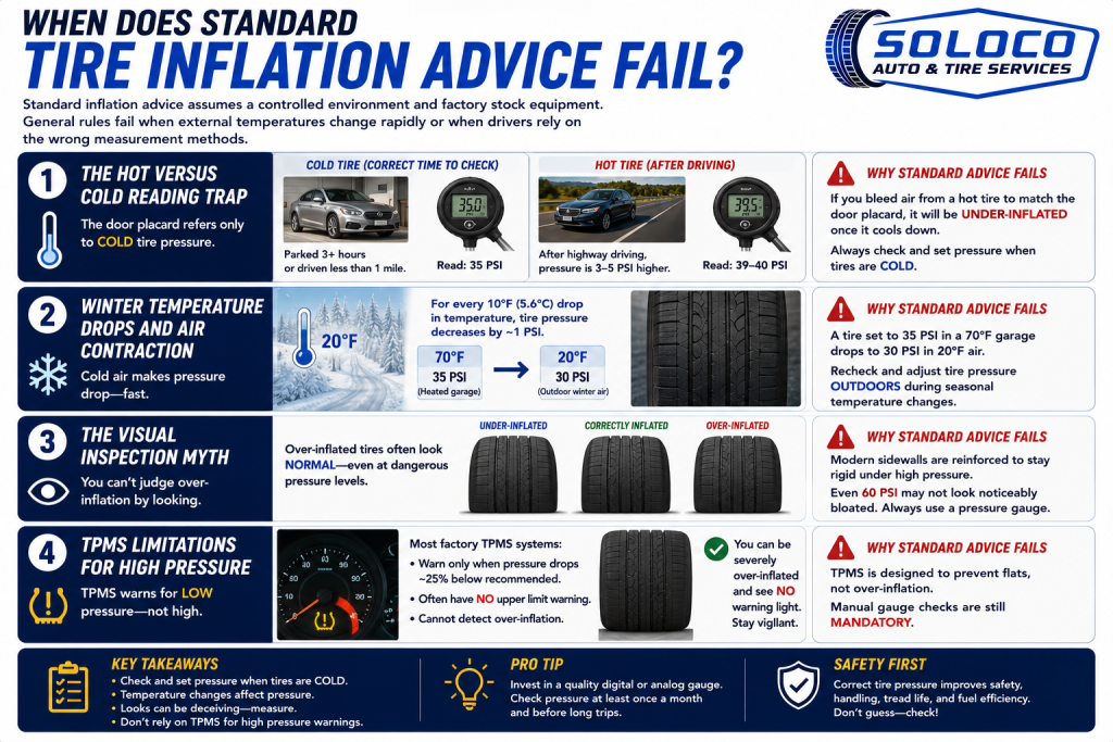 When Does Standard Tire Inflation Advice Fail