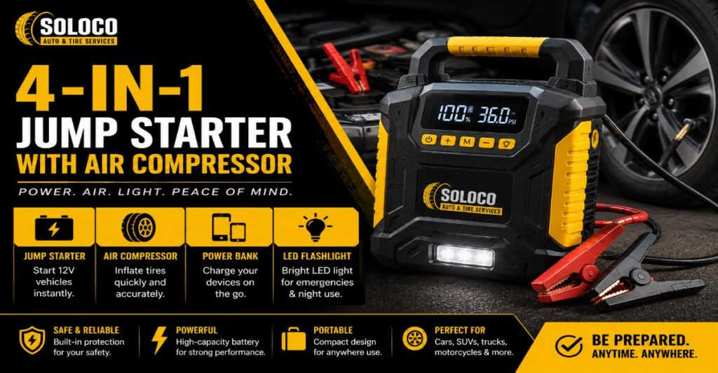 4-in-1 jump starter with air compressor