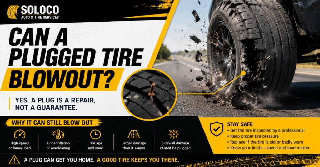 can a plugged tire blowout