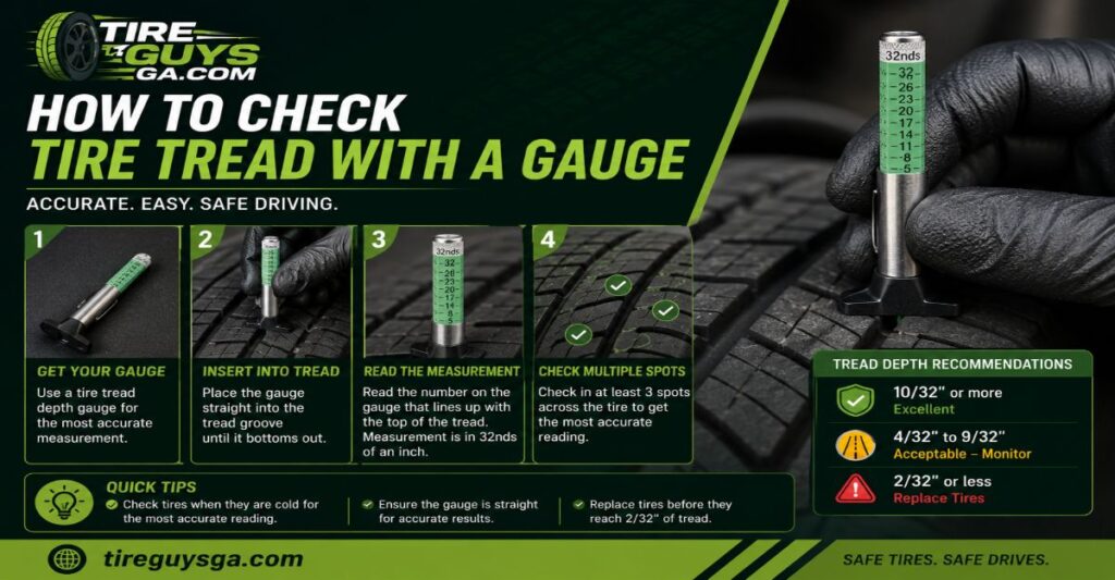 how to check tire tread with a gauge