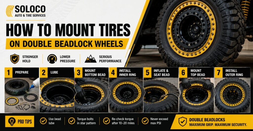 how to mount tires on double beadlock wheels