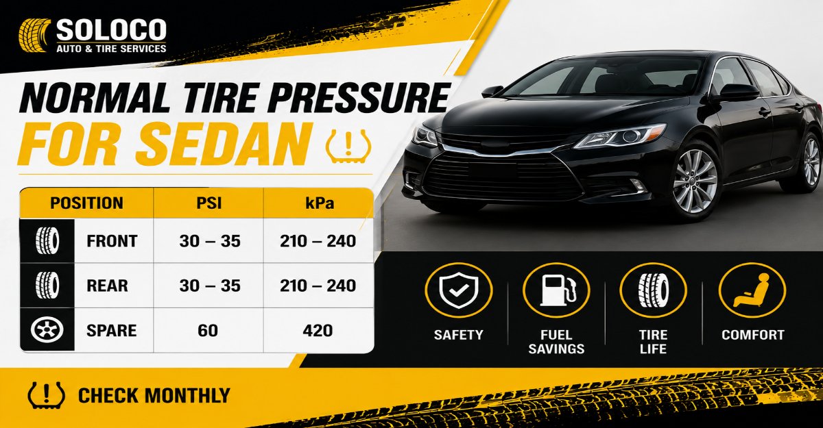 normal tire pressure for sedan