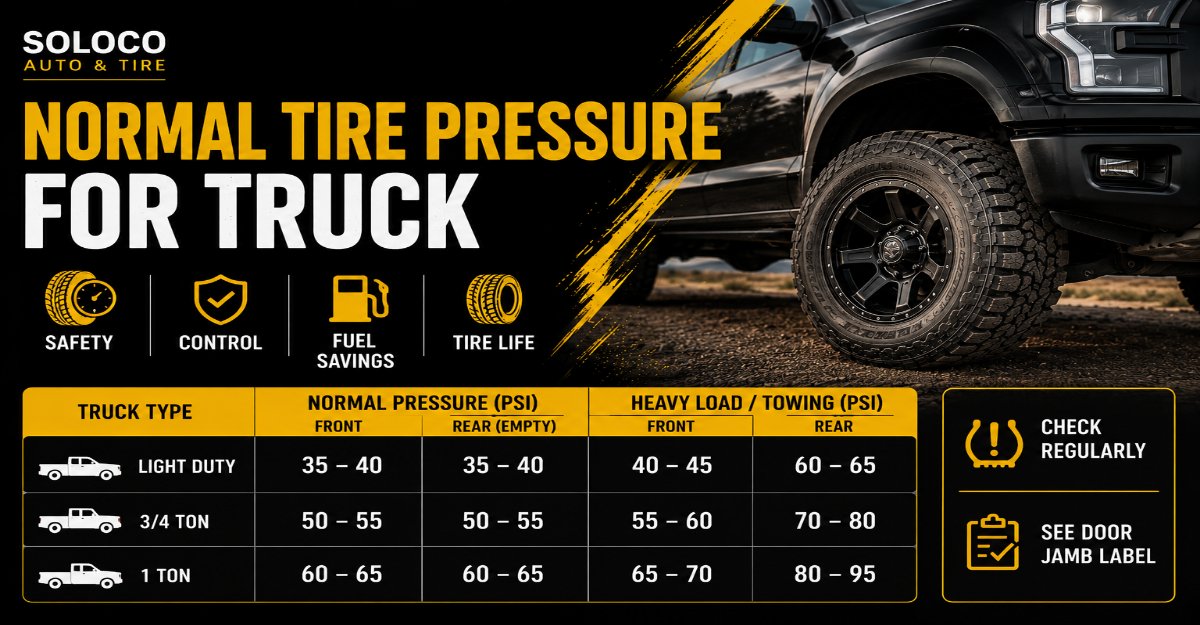 normal tire pressure for truck