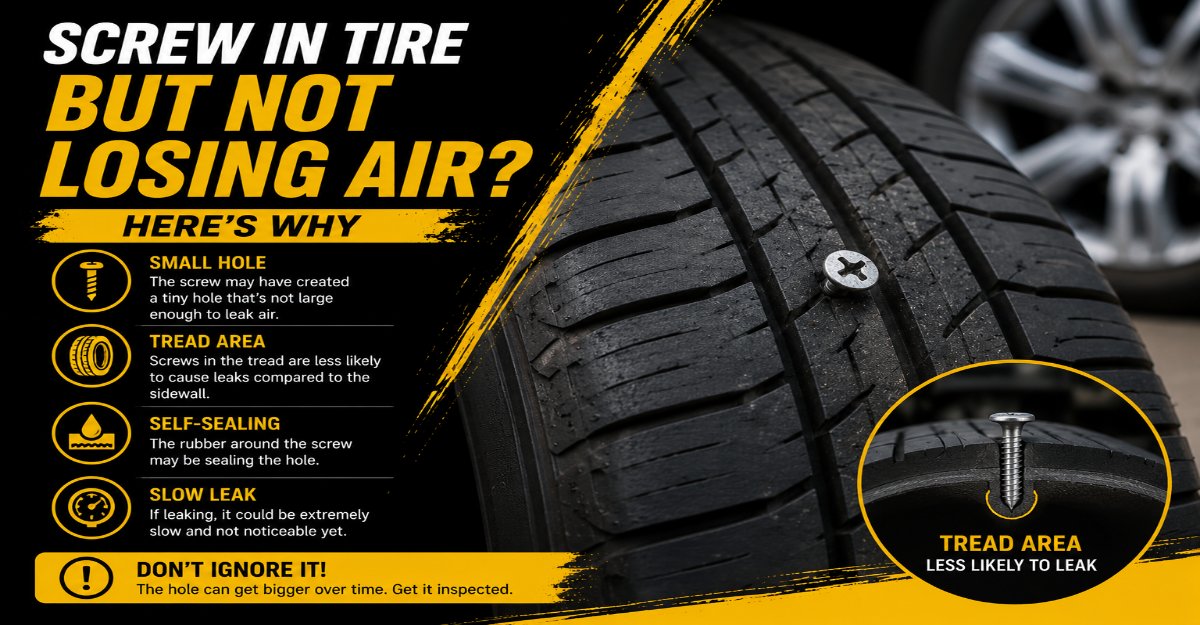 screw in tire but not losing air