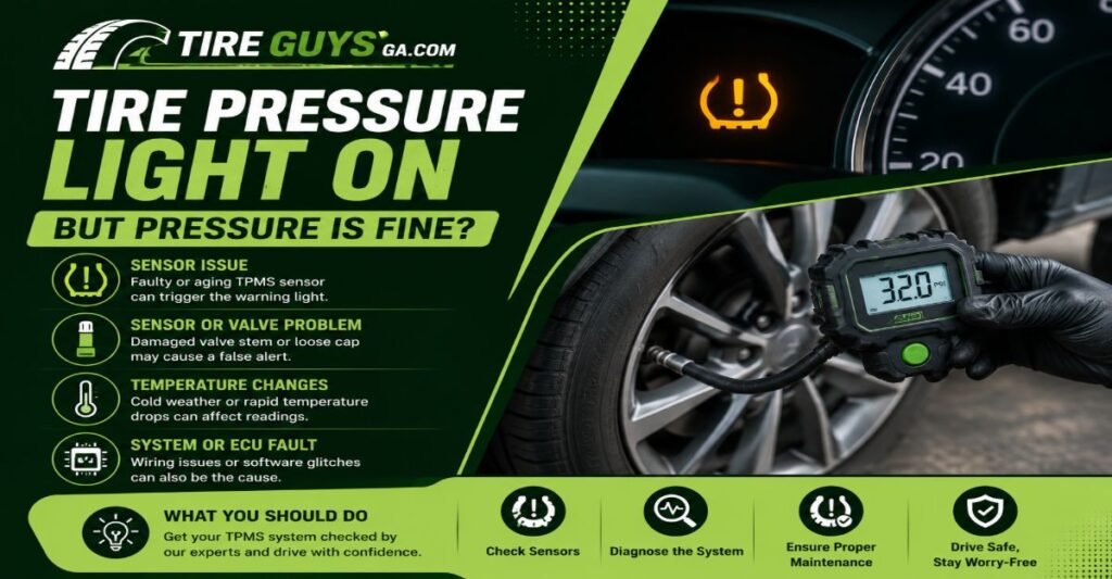 tire pressure light on but pressure is fine