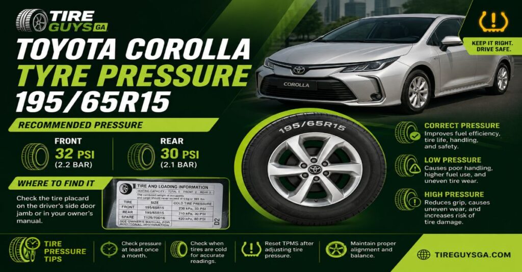toyota corolla tyre pressure 19565r15