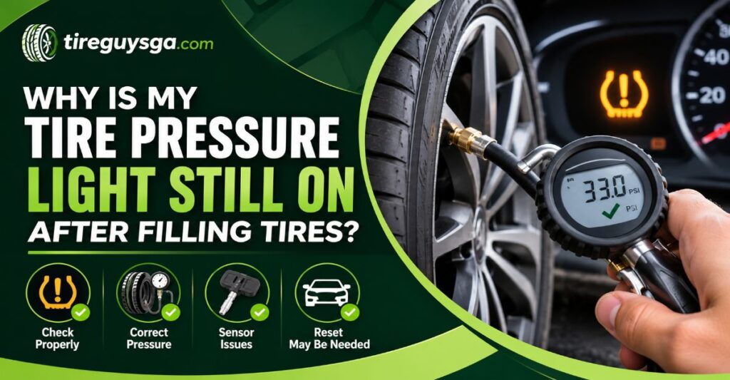 why is my tire pressure light still on after filling tires