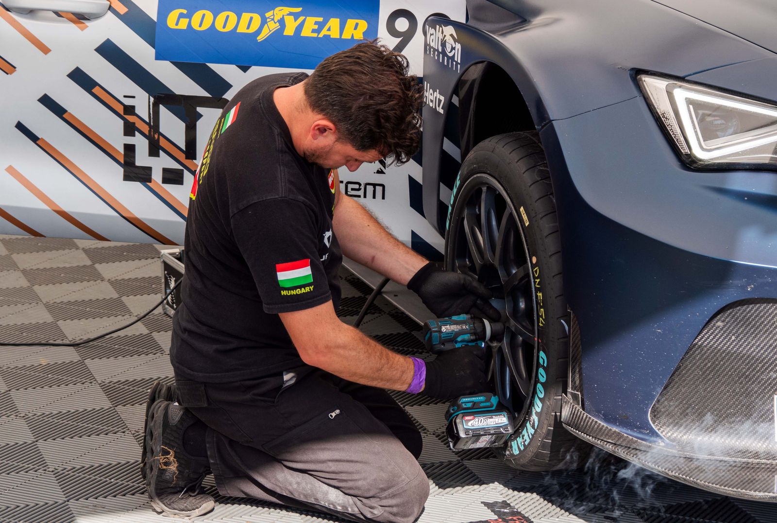 Tire work in a service bay